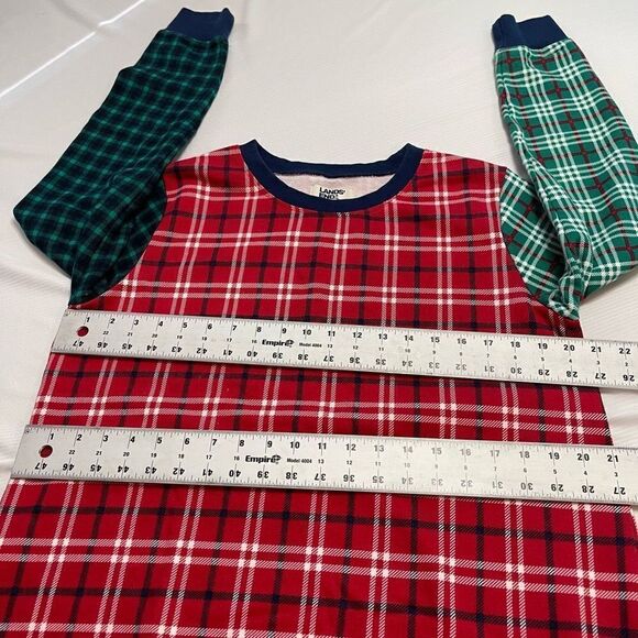 Lands End Serious Sweats Plaid Colorblock Sweatshirt Size Medium - Picture 6 of 10